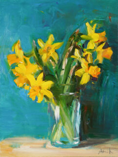 Daffodils on Turquoise 