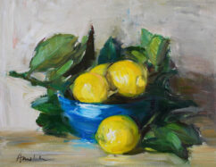 Just Picked Impressionistic Lemons in Blue Bowl (sold)