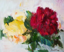 Crimson and Yellow Garden Roses (sold)