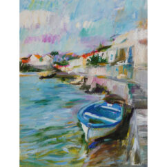 Mediterranean Seascape with Blue Boat