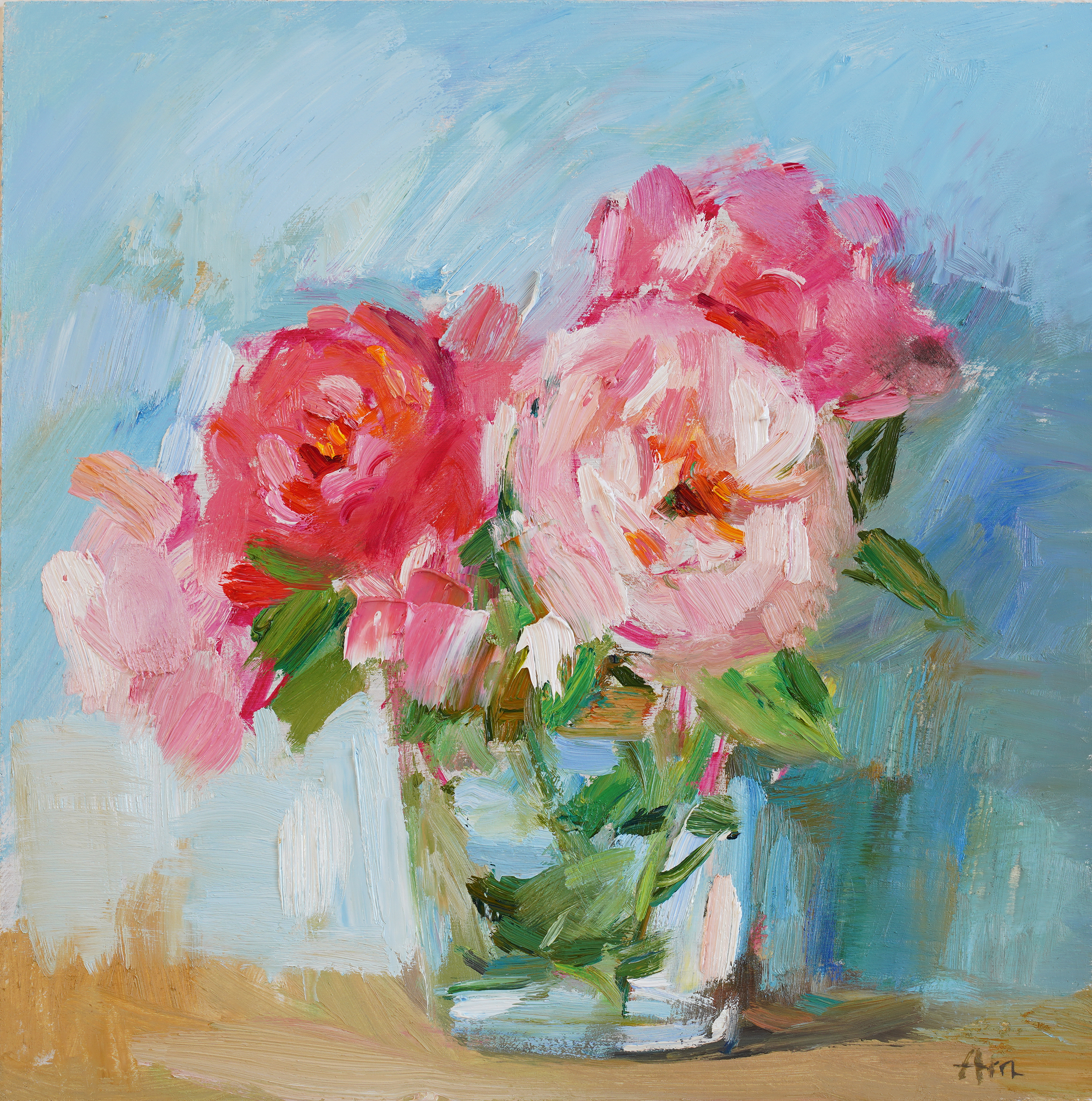 English Roses on Light Blue