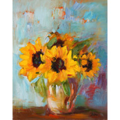 Sunflowers on Bright Blue