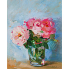 Summer Roses in Glass Vase